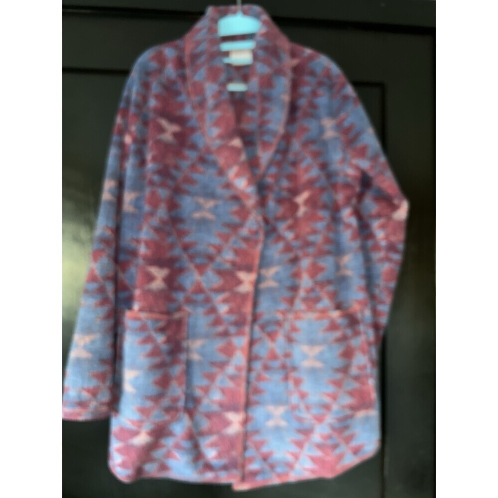 Columbia Ladies Fleece Jacket Sz M Wrap Style Blue & Magenta